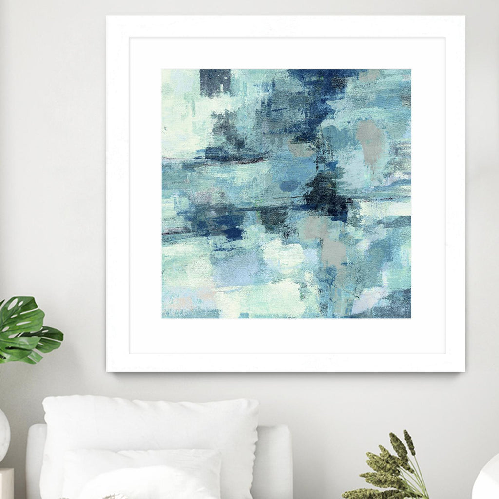 In the Clouds Indigo and Gray Crop by Silvia Vassileva on GIANT ART - white abstract