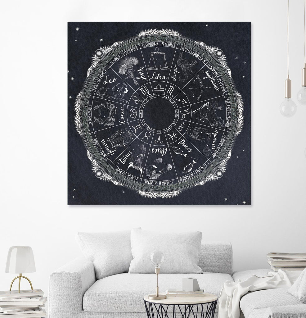 Zodiaque du ciel nocturne par Sara Zieve Miller sur GIANT ART - cartes grises