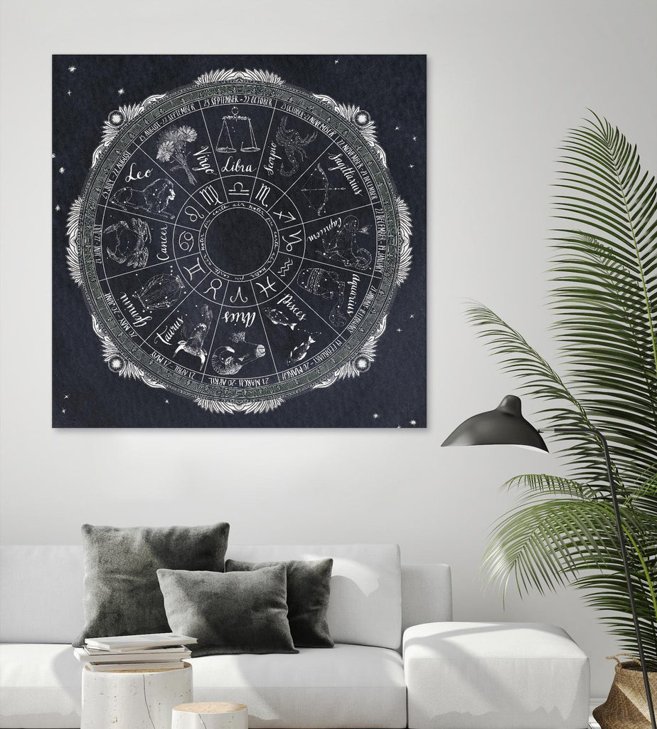 Zodiaque du ciel nocturne par Sara Zieve Miller sur GIANT ART - cartes grises