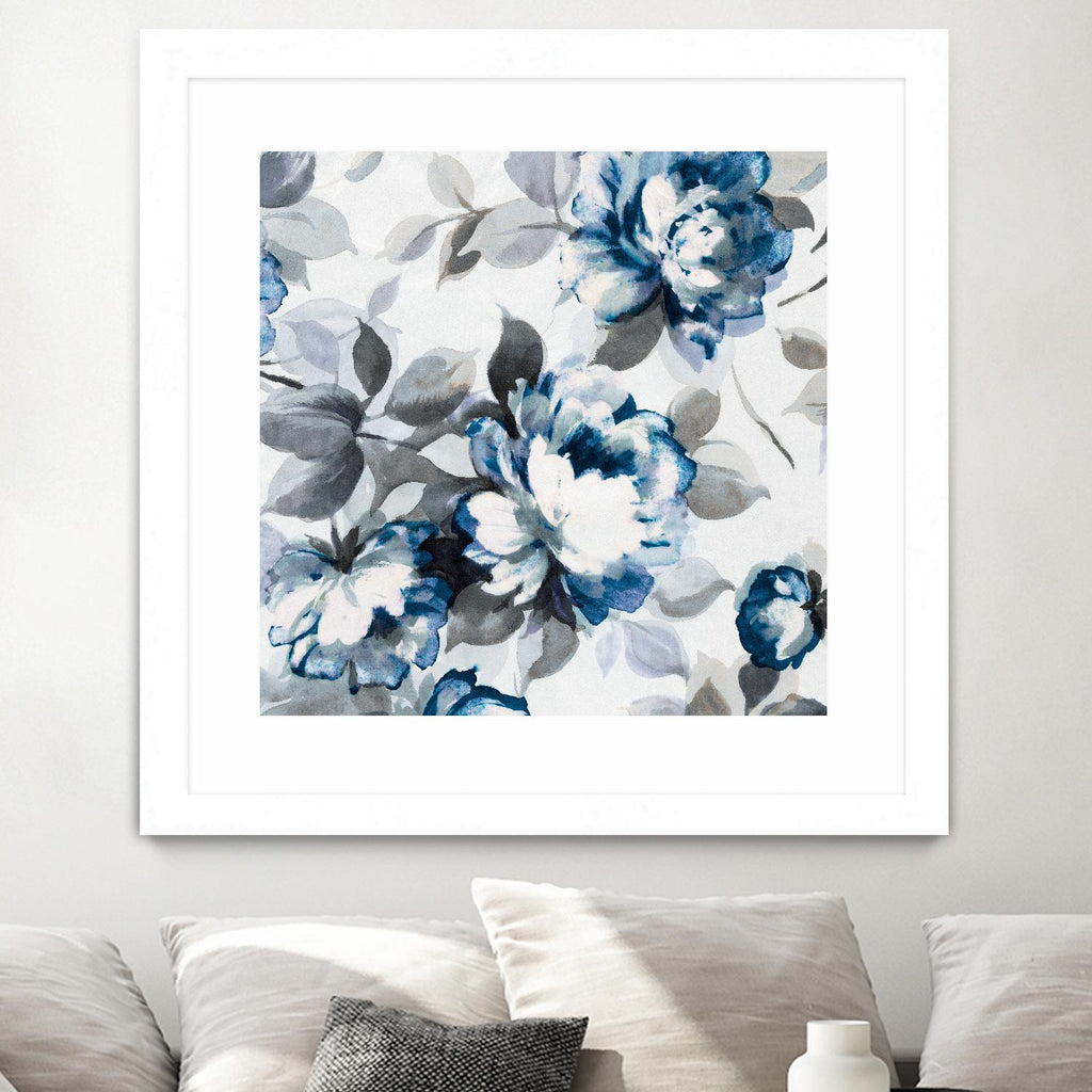 Scent of Roses Indigo II by Portfolio on GIANT ART - grey floral