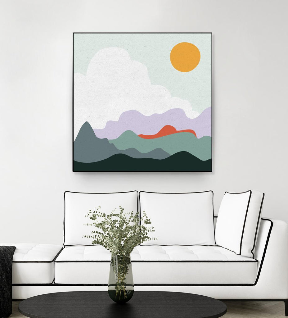 Montagneux I par Sara Zieve sur GIANT ART - cercle de paysage