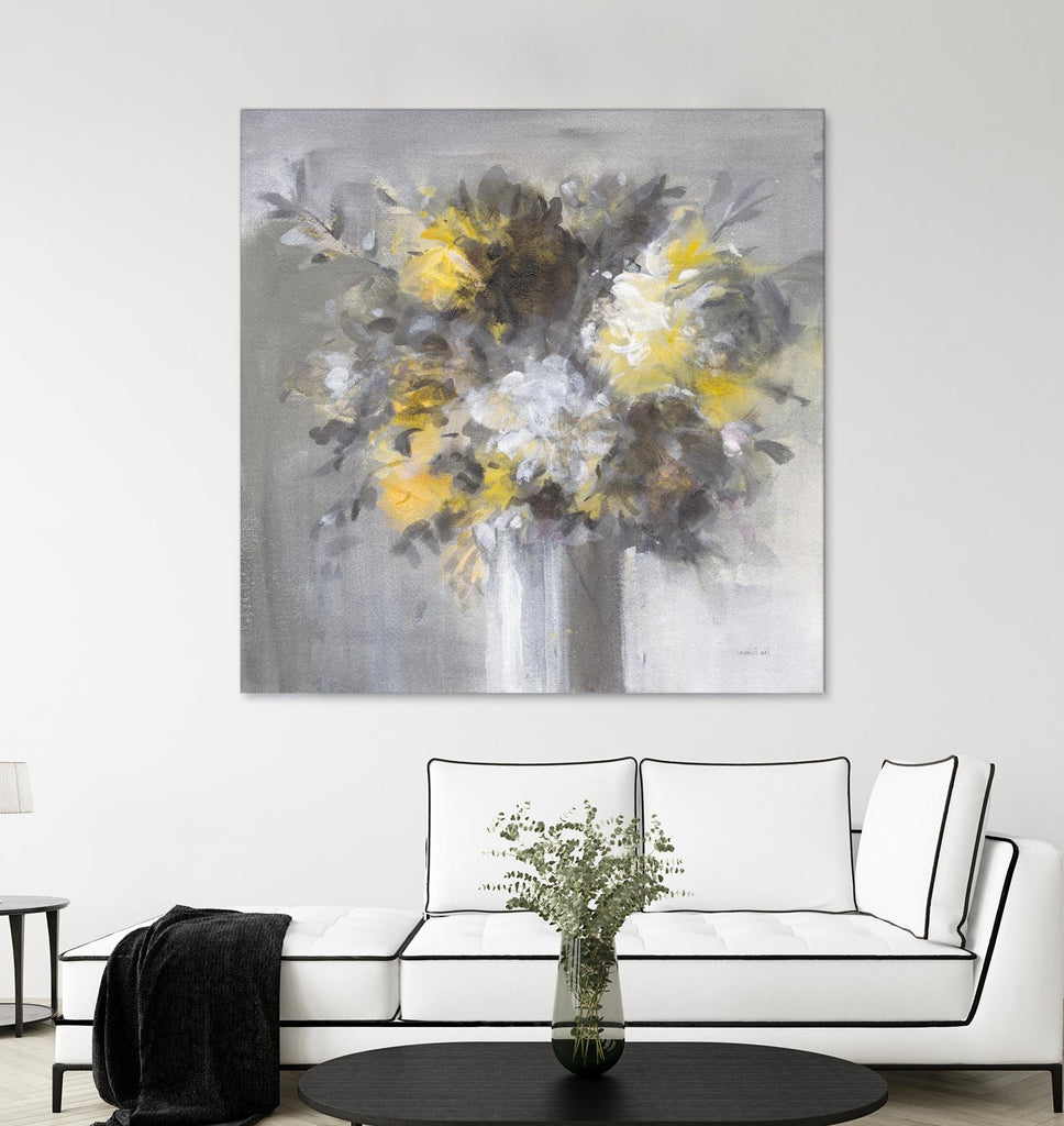 Weekend Bouquet Yellow Gray par Danhui Nai sur GIANT ART - farmhouse brown