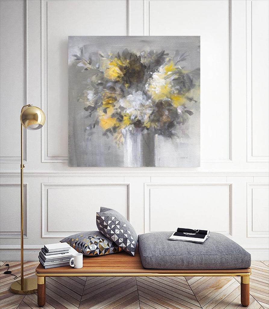 Weekend Bouquet Yellow Gray by Danhui Nai on GIANT ART - white farmhouse farmhouse