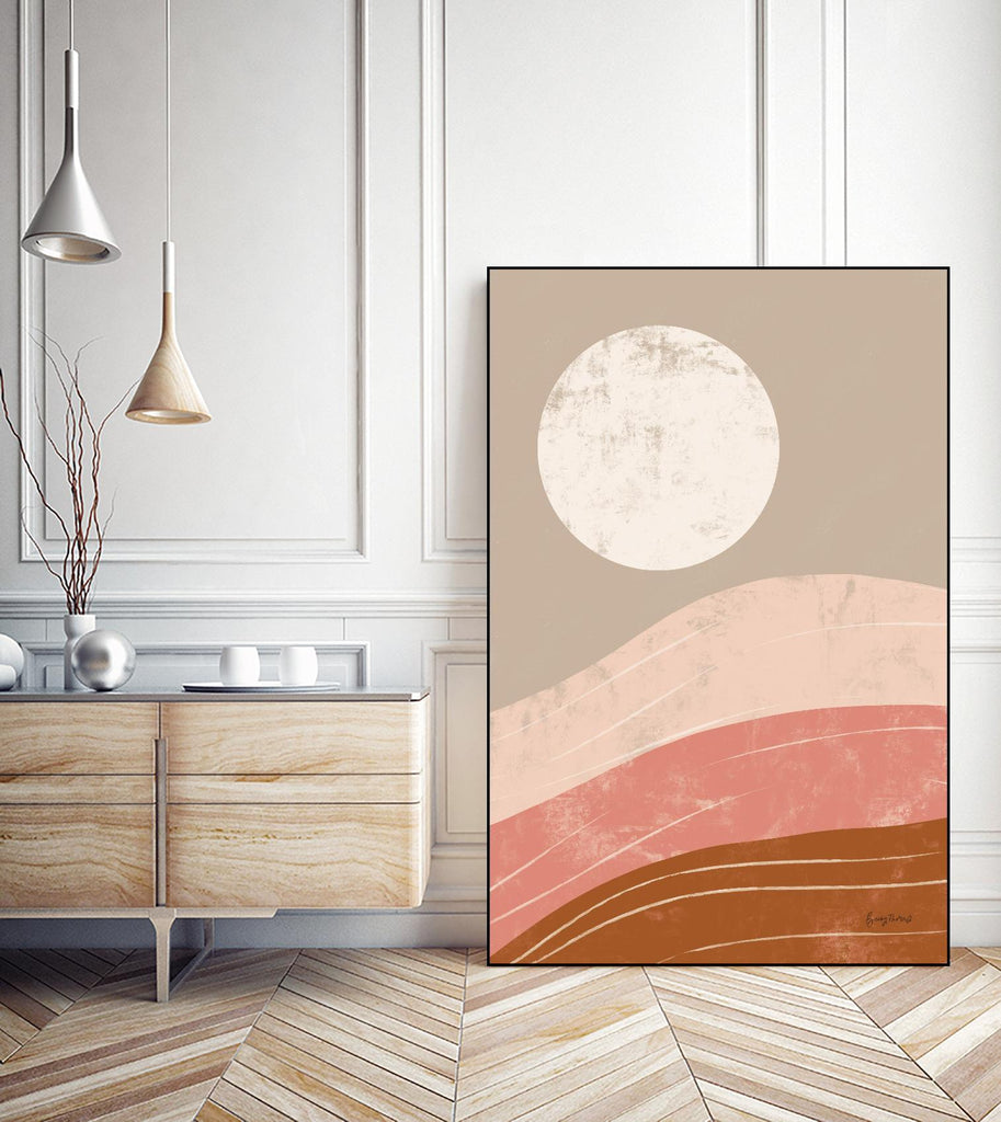 Lever de soleil dans le désert I par Becky Thorns sur GIANT ART - abstrait