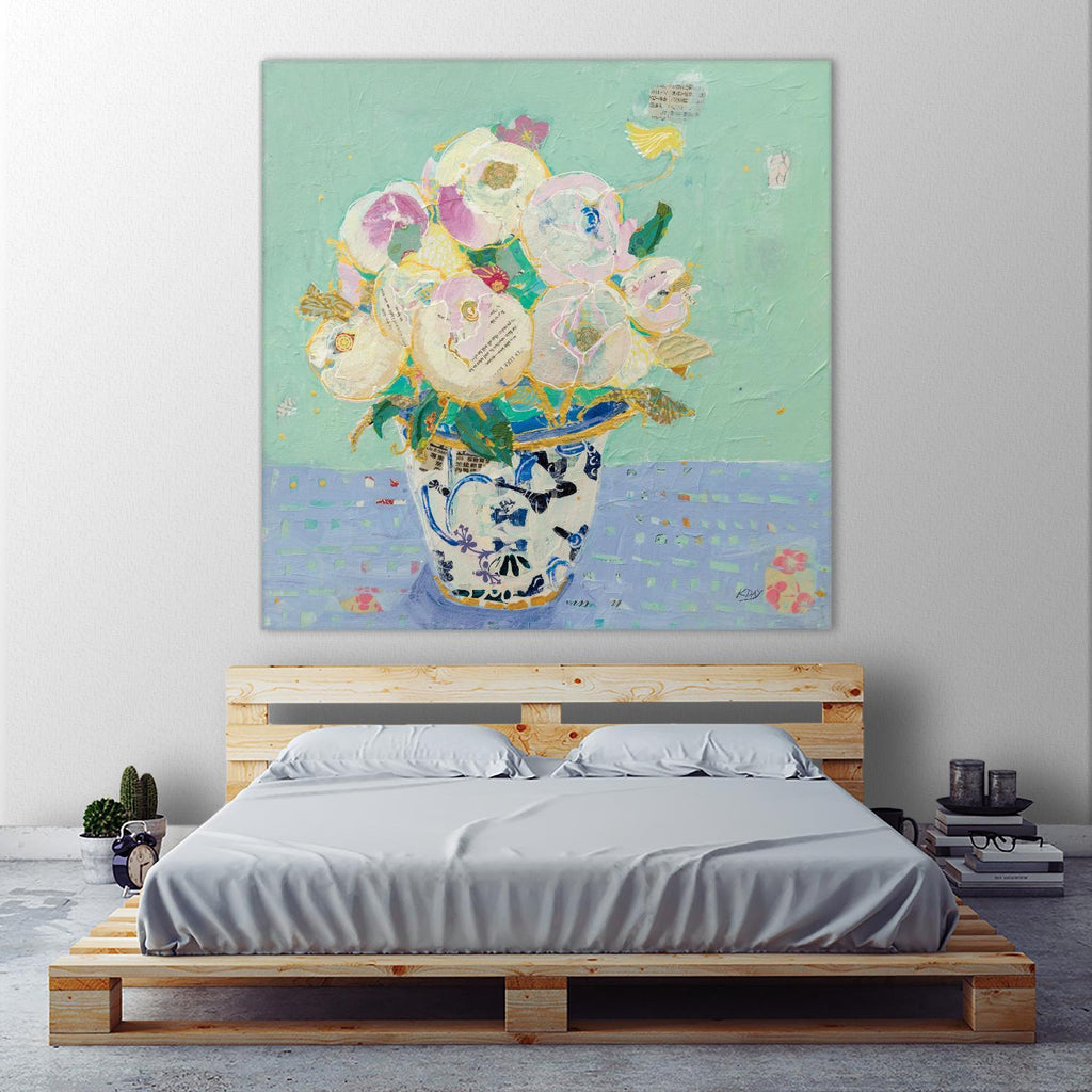 Kristens Peonies par Kellie Day sur GIANT ART - floral aqua