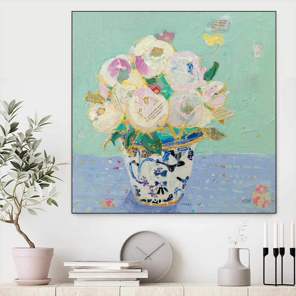 Kristens Peonies par Kellie Day sur GIANT ART - floral aqua
