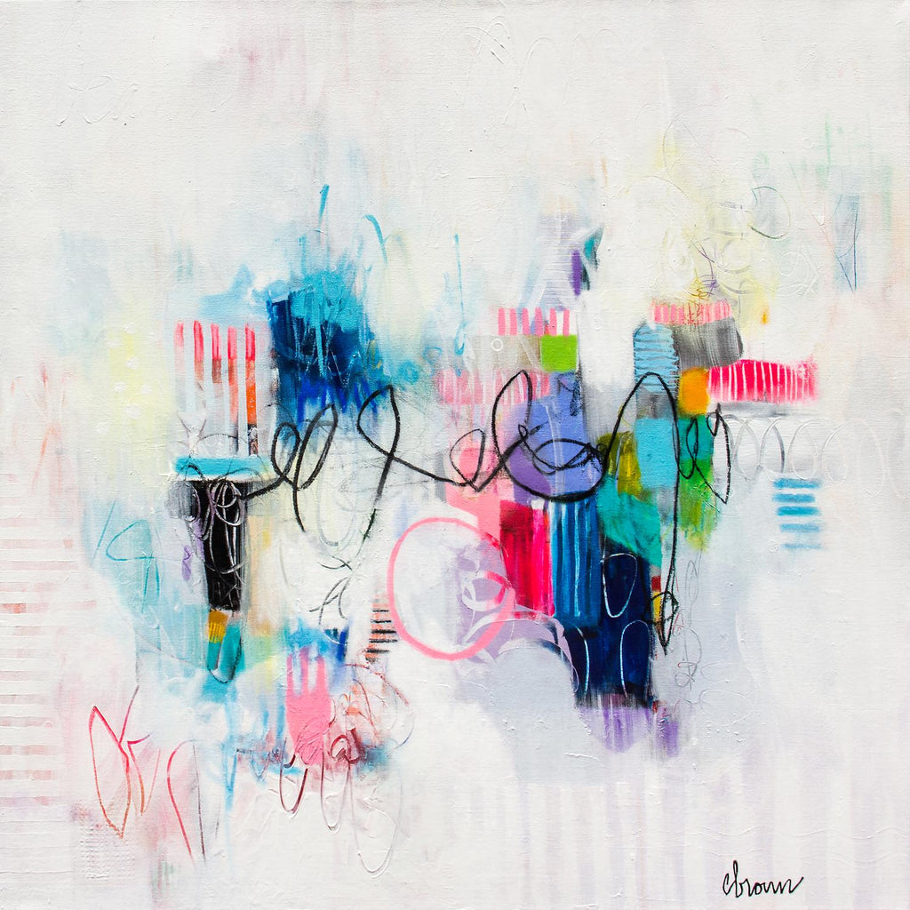 Possibilités du cœur par Cynthia Anne Brown sur GIANT ART - abstraits roses, bleus, contemporains