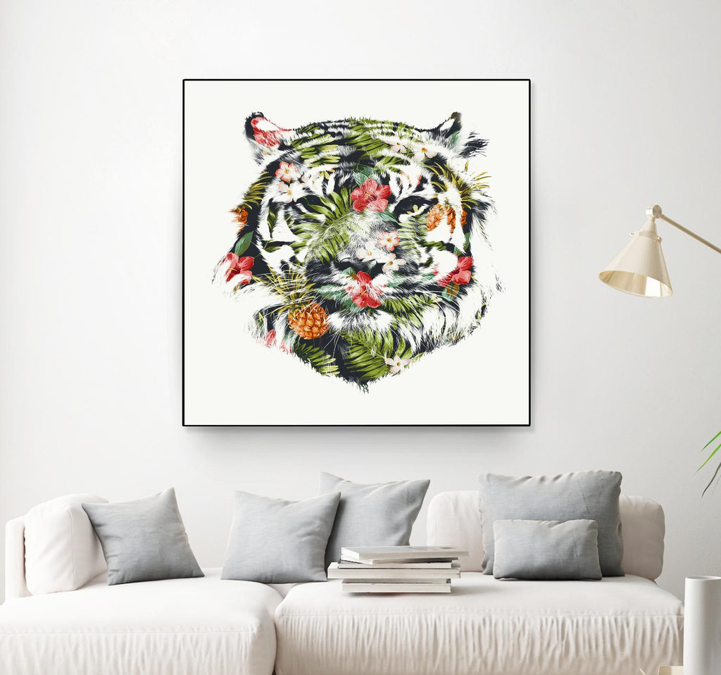 Tigre tropical par Robert Farkas sur GIANT ART - animaux verts