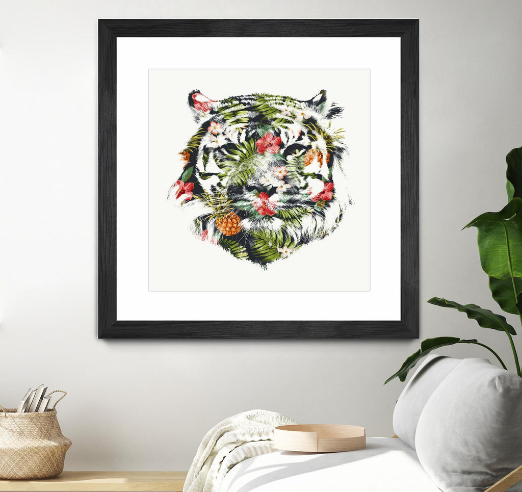 Tigre tropical par Robert Farkas sur GIANT ART - animaux verts