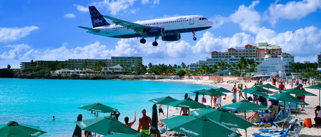 Happy Landings on St. Maarten by Steve Vaughn on GIANT ART - multicolor photography; landscapes; coastal