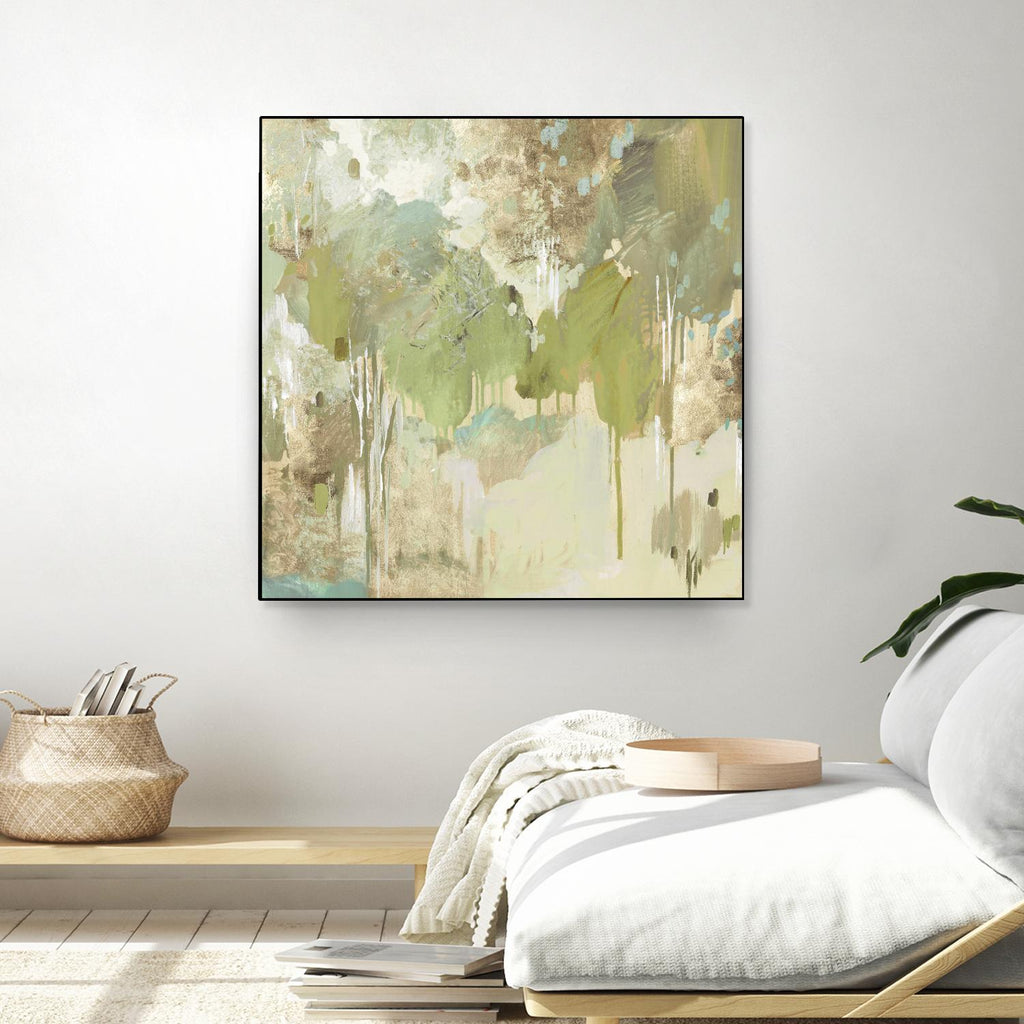 Teal Forest II de Valeria Mravyan sur GIANT ART - abstrait beige