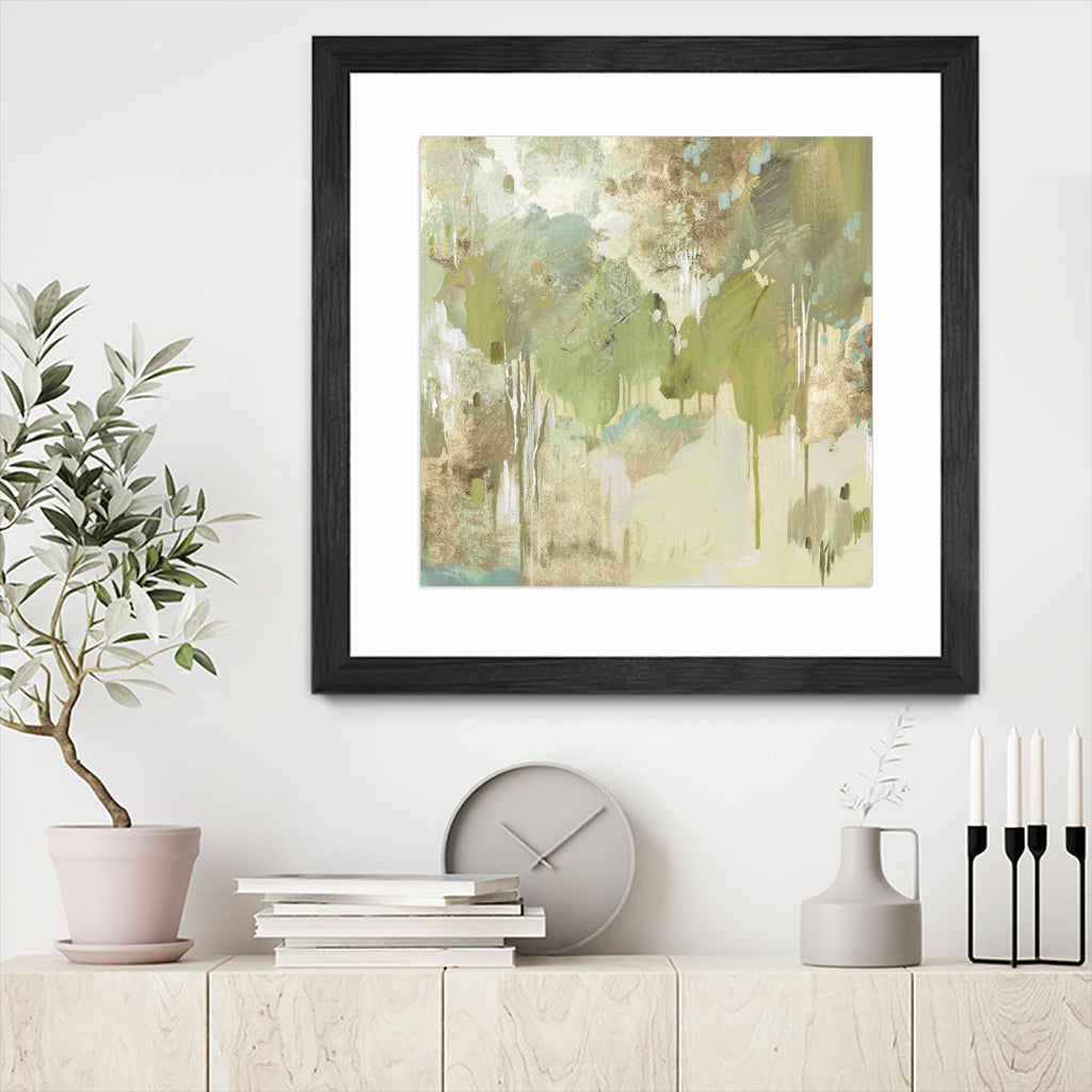 Teal Forest II de Valeria Mravyan sur GIANT ART - abstrait beige