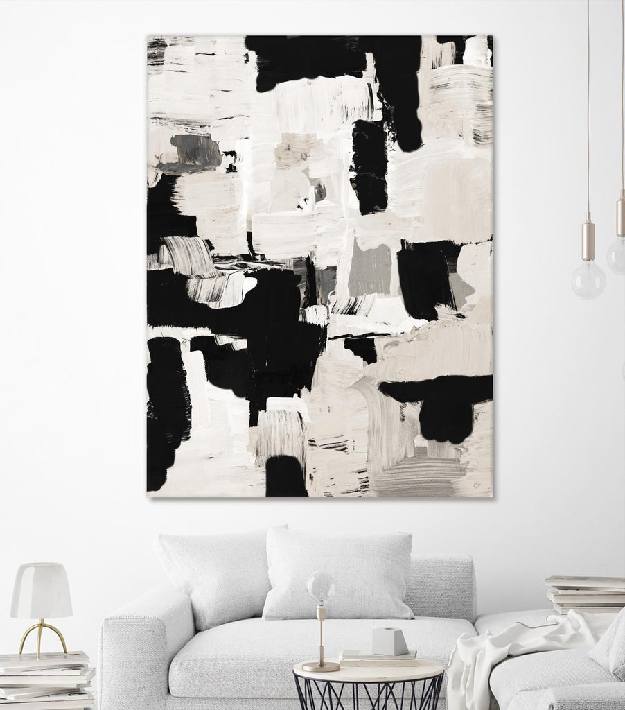 Night Peace Abstract de Lanie Loreth sur GIANT ART - beige noir & blanc blanc
