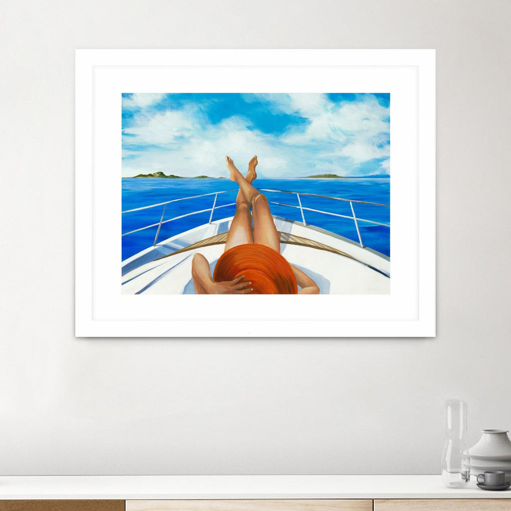 Off The Catalina Coast by Liz Jardine on GIANT ART - orange figurative sailboat
