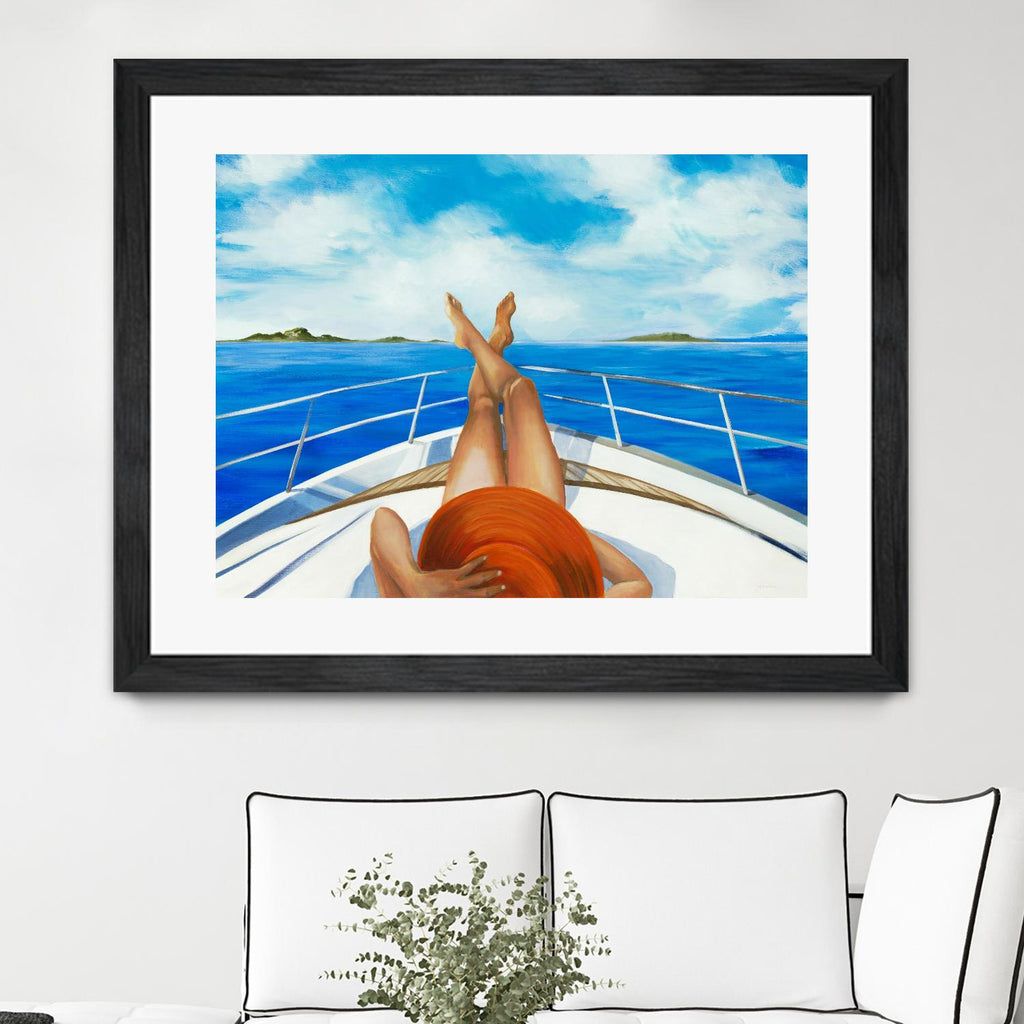 Off The Catalina Coast by Liz Jardine on GIANT ART - orange figurative sailboat
