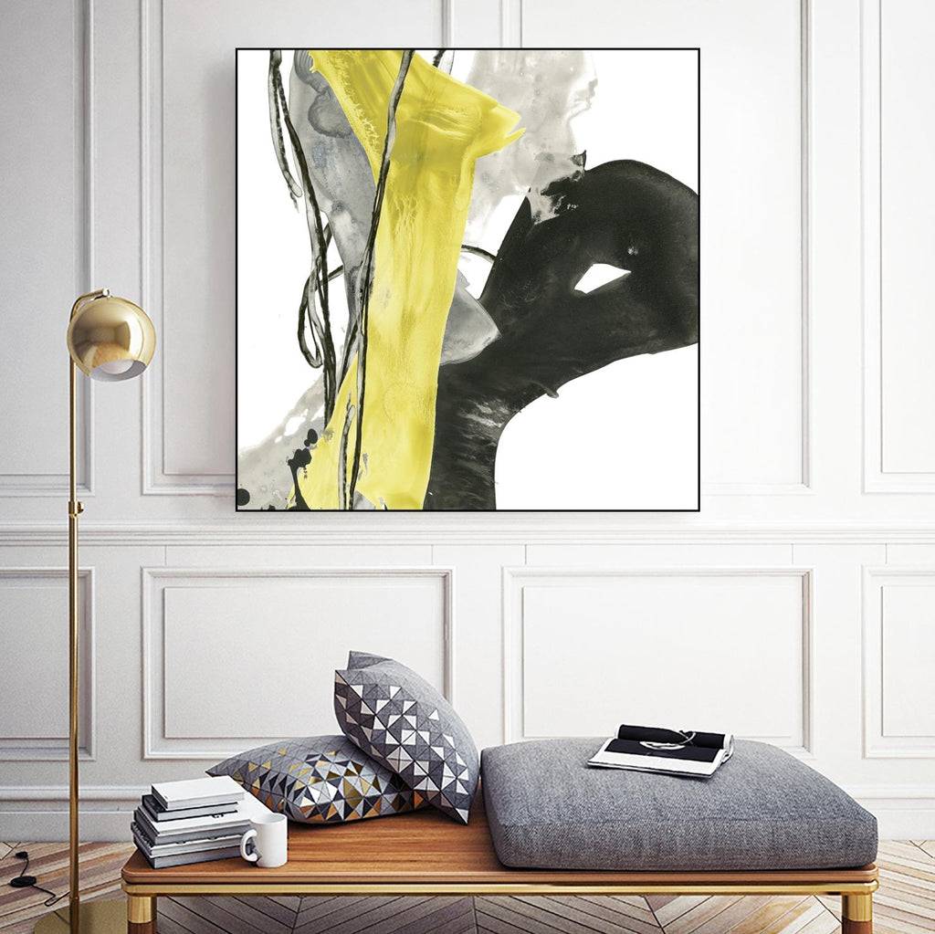 Citron Flux I de June Erica Vess sur GIANT ART - abstrait jaune
