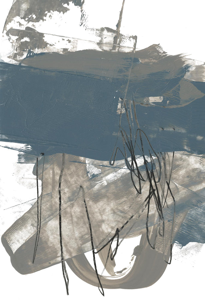 Blue & Grey Swipe I de Jennifer Goldberger sur GIANT ART - abstrait beige