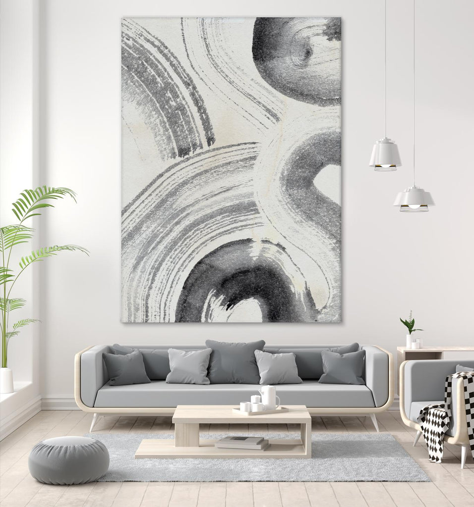 Zen Flow II par Jennifer Parker sur GIANT ART - abstrait beige noir et blanc