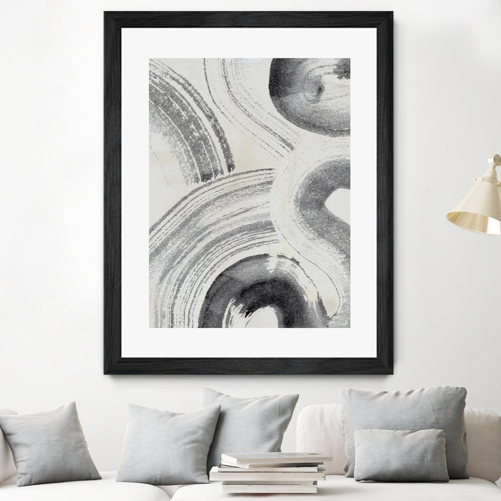 Zen Flow II par Jennifer Parker sur GIANT ART - abstrait beige noir et blanc