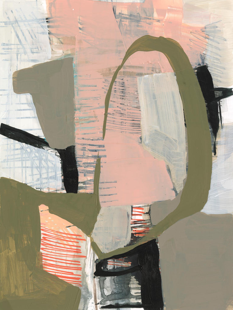 Gribouillis et formes II de Jennifer Goldberger sur GIANT ART - abstrait orange