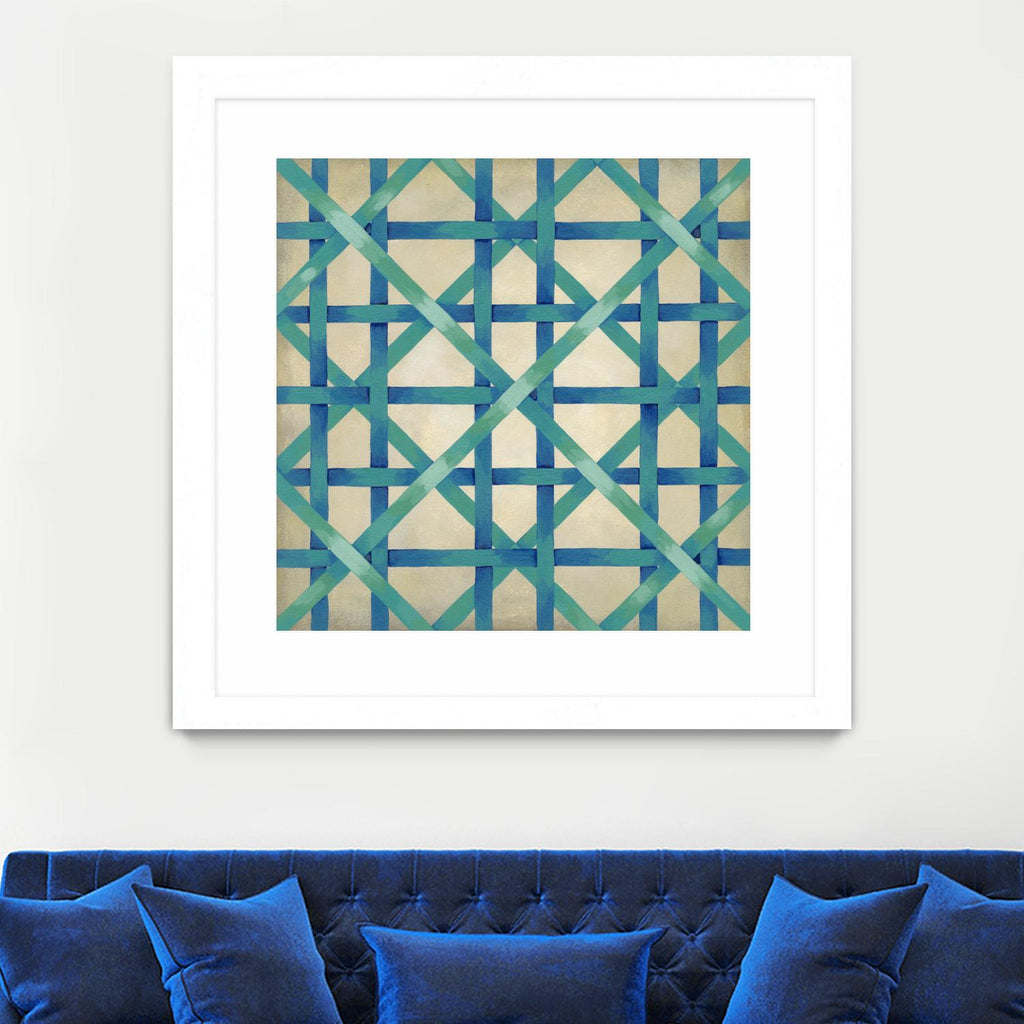 Woven Symmetry I de Chariklia Zarris sur GIANT ART - motifs bleus
