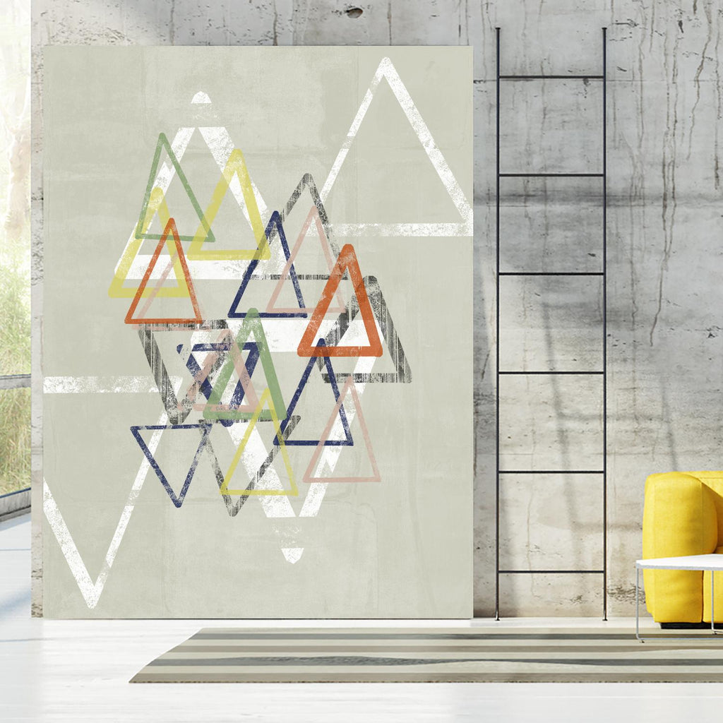 Stamped Triangles II par Jennifer Goldberger sur GIANT ART - beige abstrait géométrique