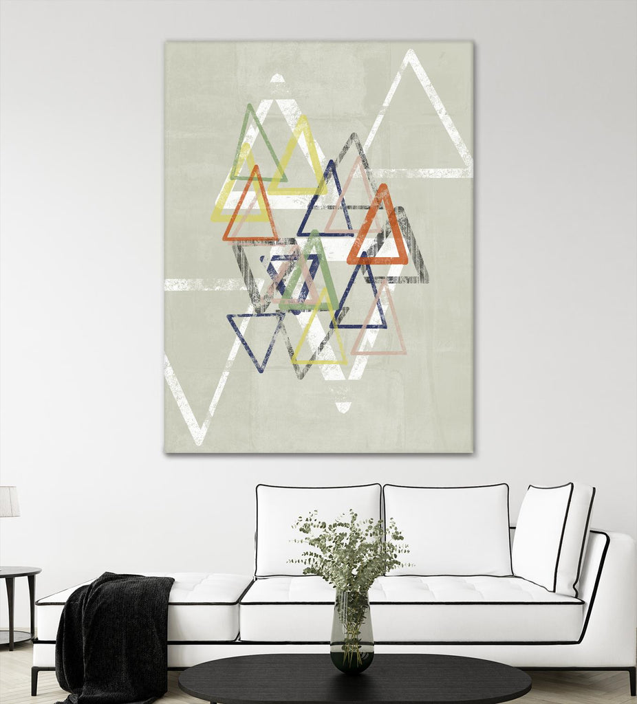 Stamped Triangles II par Jennifer Goldberger sur GIANT ART - beige abstrait géométrique