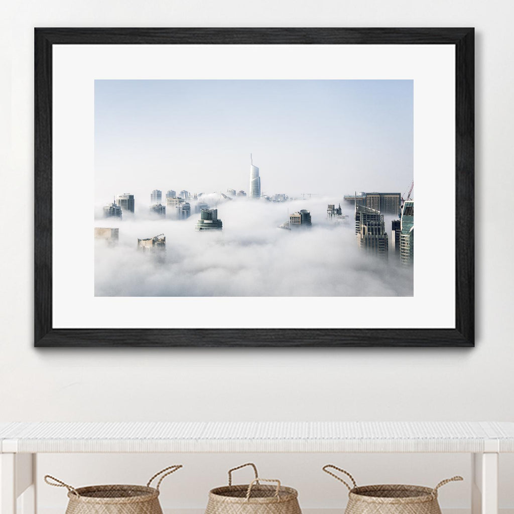 On top of the city by Pexels on GIANT ART - white city scene city above clouds